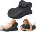 Ergonomic Memory Foam Wedge Pillow, 27 Degree Pillow for Reading, Reclining & Face Down Use, Wide Positioning Support for Back, Waist, Hips & Legs, Removable Washable Cover (deep Grey)